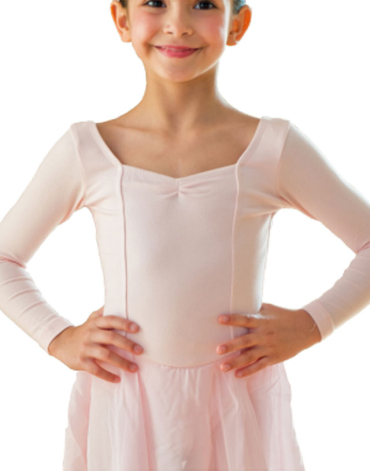 Body Danza Classica Bambina m/lunga gonnellino Florinne Rudolf - Rosa, 01 ( 2-4 Anni )