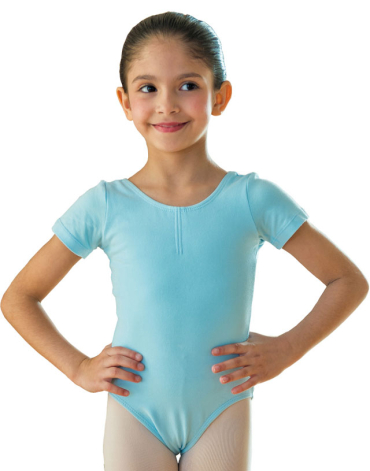 Body Danza Classica Bambina mezza manica Margot Rudolf - Celeste, 05 ( 10-12 Anni )