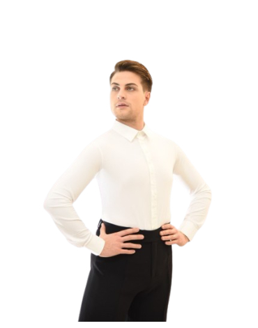 Camicia Body elasticizzata, con colletto a punta e tessuto premium, offre un ottimo confort. Idonea per Danze Nazionali e Danze Standard
